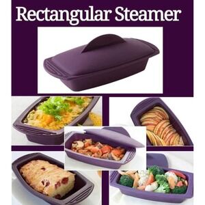 Epicure Rectangular Steamer Purple Silicone Microwave Oven Cookware